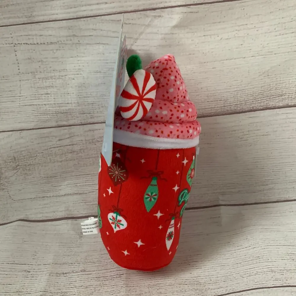 Fringe Dog Toy with Squeaker Peppermint Mocha Christmas Chew Fetch Crinkle 8